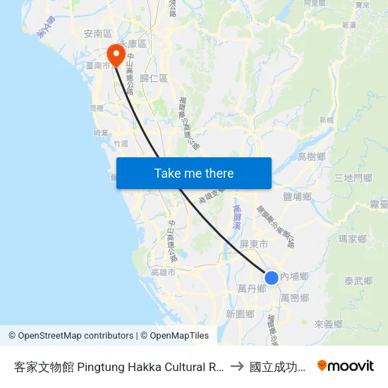 客家文物館 Pingtung Hakka Cultural Relic Hall to 國立成功大學 map