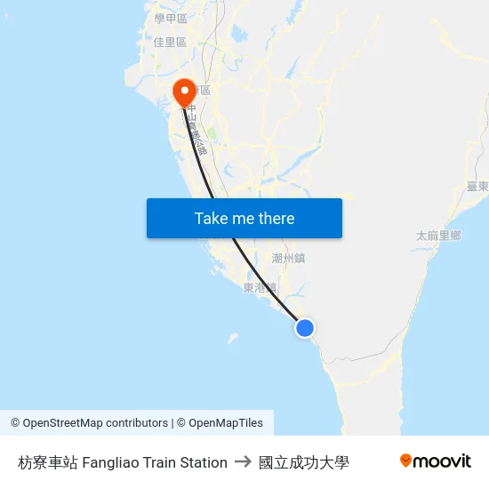 枋寮車站 Fangliao Train Station to 國立成功大學 map