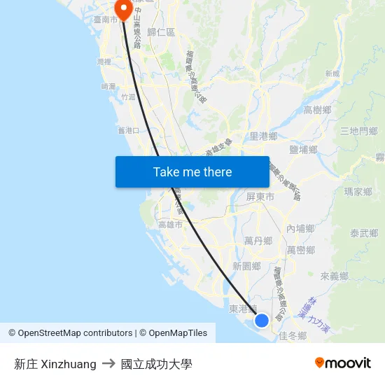 新庄 Xinzhuang to 國立成功大學 map