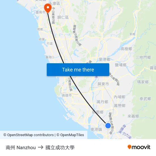 南州 Nanzhou to 國立成功大學 map