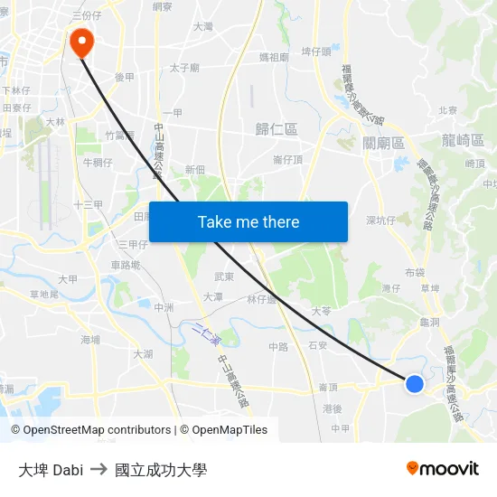 大埤 Dabi to 國立成功大學 map