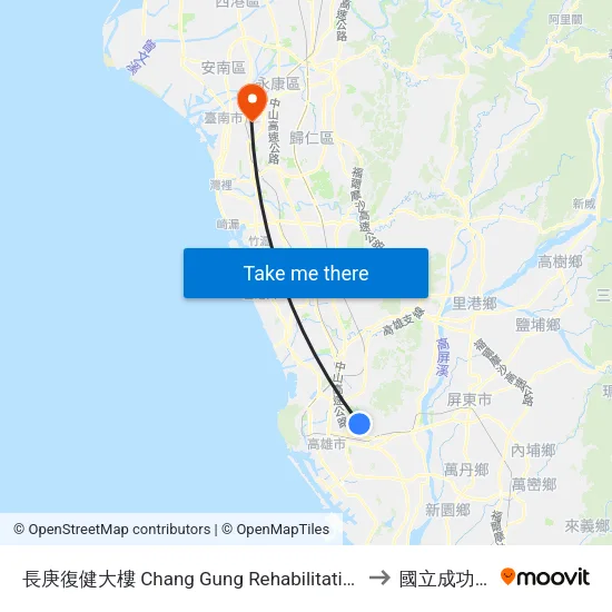 長庚復健大樓 Chang Gung Rehabilitation Building to 國立成功大學 map