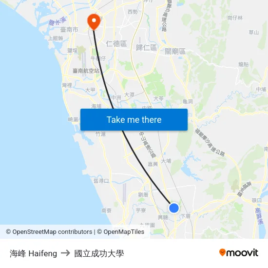 海峰 Haifeng to 國立成功大學 map