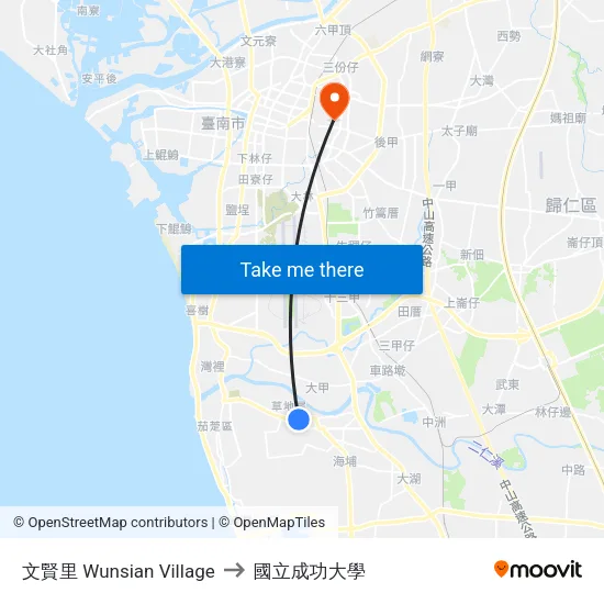 文賢里 Wunsian Village to 國立成功大學 map