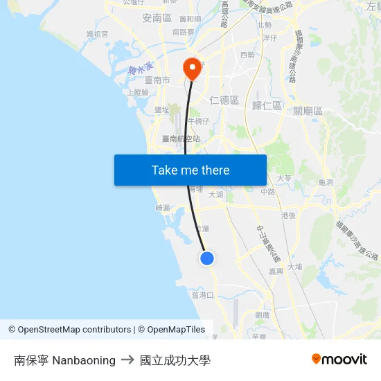 南保寧 Nanbaoning to 國立成功大學 map