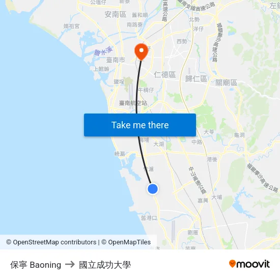 保寧 Baoning to 國立成功大學 map