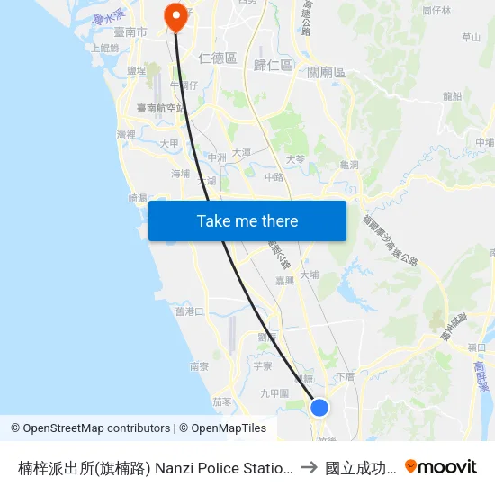楠梓派出所(旗楠路) Nanzi Police Station(Cinan Rd.) to 國立成功大學 map