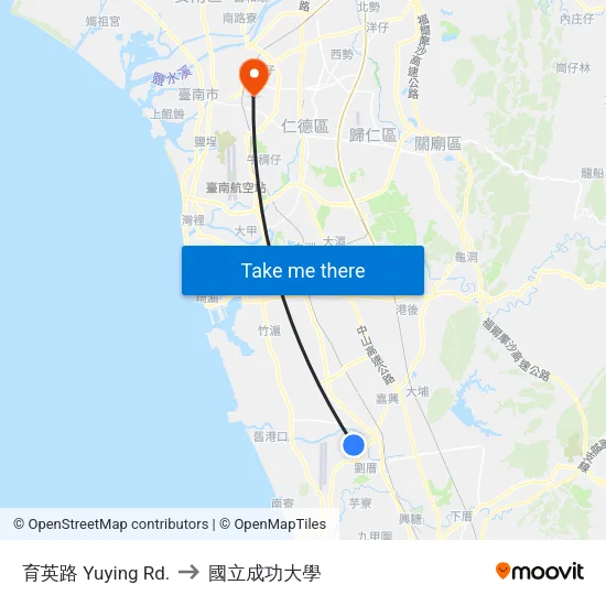 育英路 Yuying Rd. to 國立成功大學 map