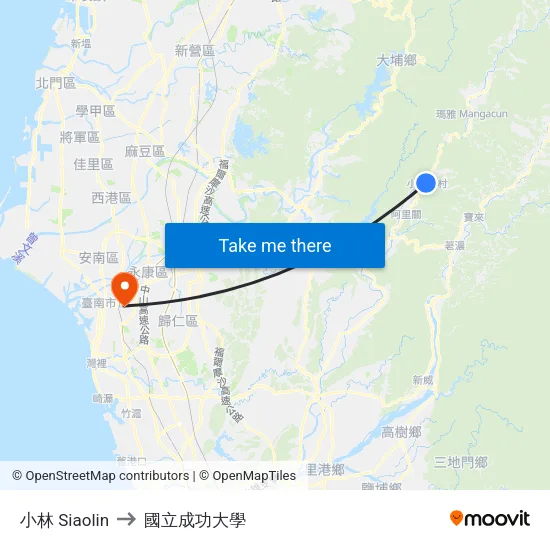小林 Siaolin to 國立成功大學 map