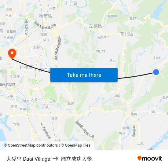 大愛里 Daai Village to 國立成功大學 map