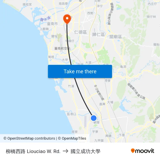 柳橋西路 Liouciao W. Rd. to 國立成功大學 map