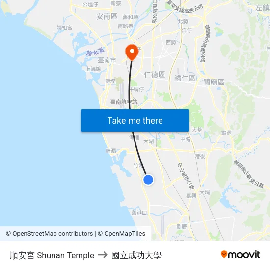 順安宮 Shunan Temple to 國立成功大學 map