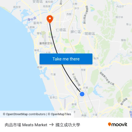 肉品市場 Meats Market to 國立成功大學 map