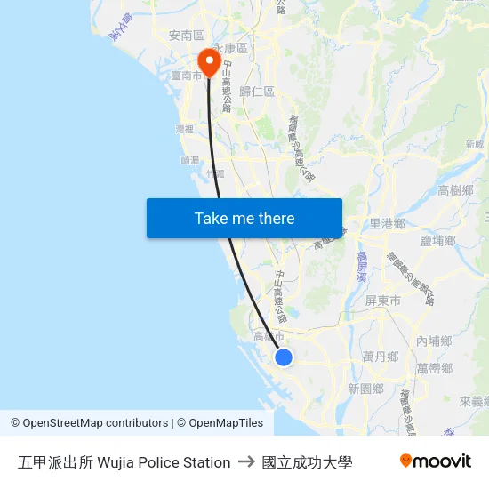 五甲派出所 Wujia Police Station to 國立成功大學 map