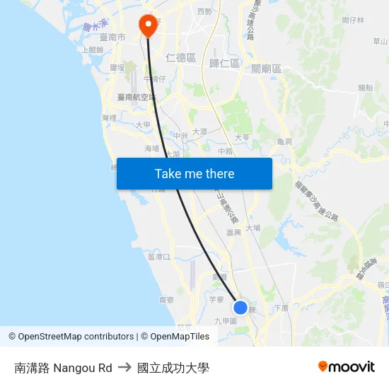 南溝路 Nangou Rd to 國立成功大學 map
