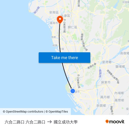 六合二路口 六合二路口 to 國立成功大學 map