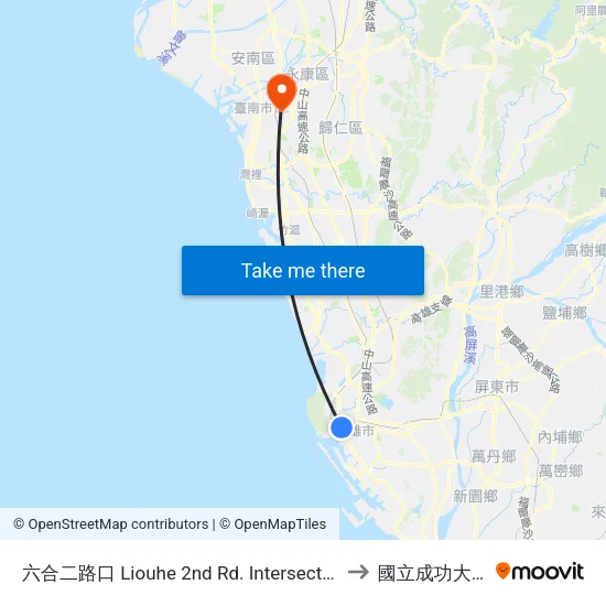 六合二路口 Liouhe 2nd Rd. Intersection to 國立成功大學 map