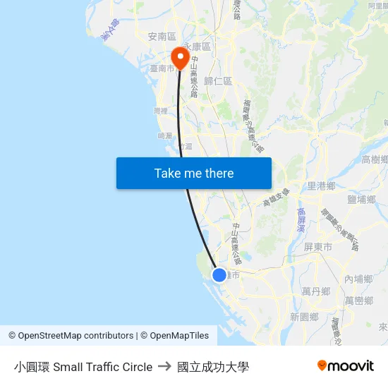 小圓環 Small Traffic Circle to 國立成功大學 map