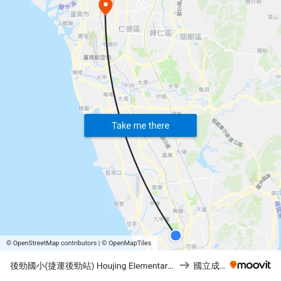 後勁國小(捷運後勁站) Houjing Elementary School(Mrt Houjin Station) to 國立成功大學 map