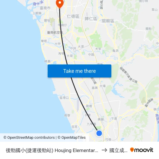 後勁國小(捷運後勁站) Houjing Elementary School(Mrt Houjin Station) to 國立成功大學 map