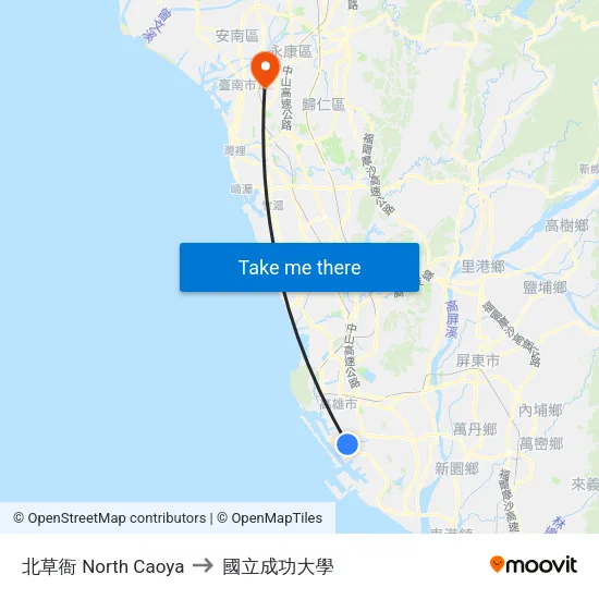 北草衙 North Caoya to 國立成功大學 map