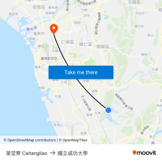 菜堂寮 Caitangliao to 國立成功大學 map