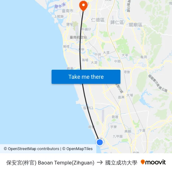 保安宮(梓官) Baoan Temple(Zihguan) to 國立成功大學 map