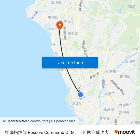 後備指揮部 Reserve Command Of Mnd to 國立成功大學 map