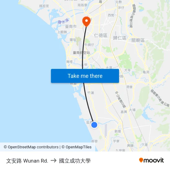 文安路 Wunan Rd. to 國立成功大學 map