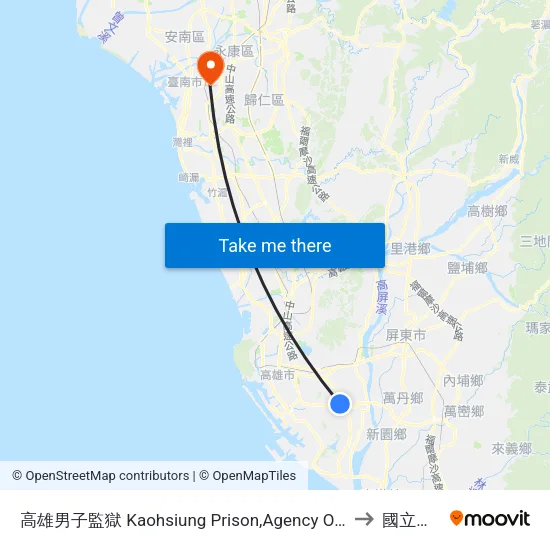 高雄男子監獄 Kaohsiung Prison,Agency Of Corrections,Ministry Of Justice to 國立成功大學 map