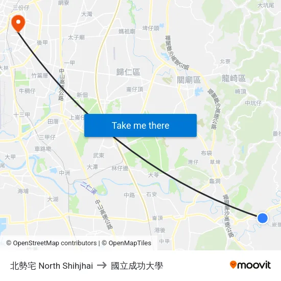 北勢宅 North Shihjhai to 國立成功大學 map