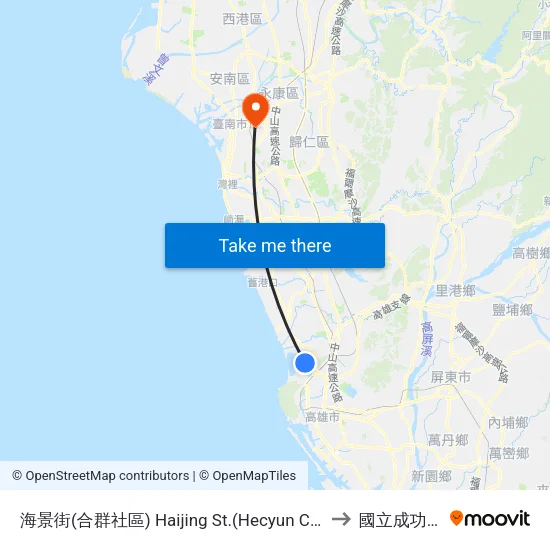 海景街(合群社區) Haijing St.(Hecyun Community) to 國立成功大學 map