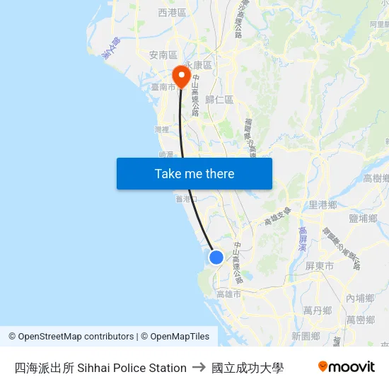 四海派出所 Sihhai Police Station to 國立成功大學 map