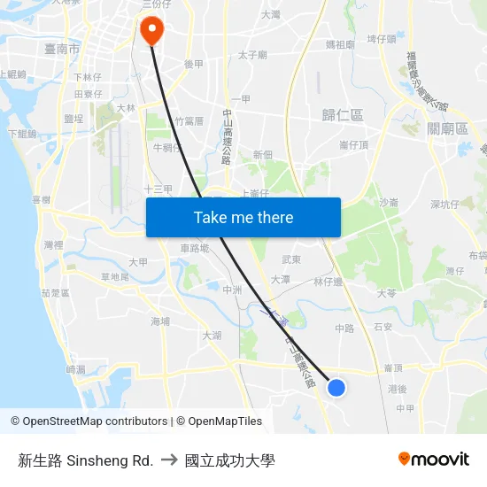 新生路 Sinsheng Rd. to 國立成功大學 map