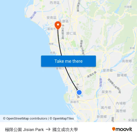 極限公園 Jisian Park to 國立成功大學 map
