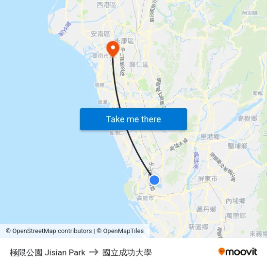 極限公園 Jisian Park to 國立成功大學 map