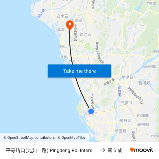 平等路口(九如一路) Pingdeng Rd. Intersection(Jiouru 1st Rd.) to 國立成功大學 map