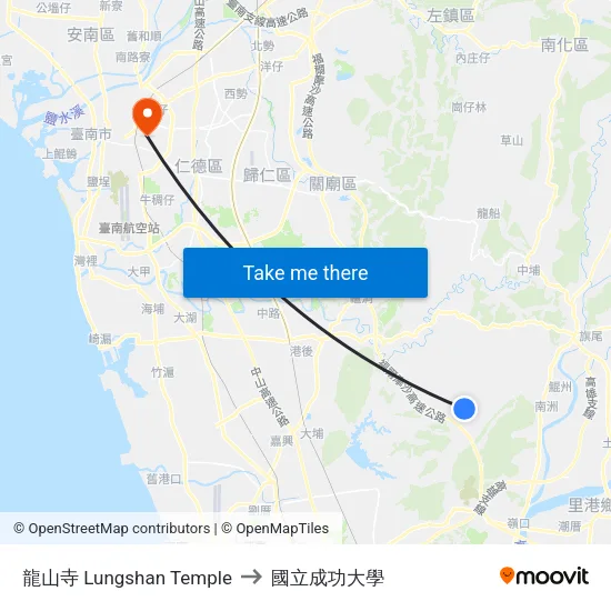 龍山寺 Lungshan Temple to 國立成功大學 map