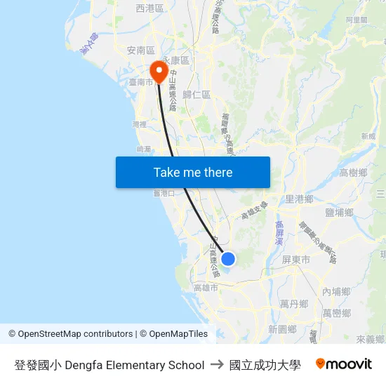 登發國小 Dengfa Elementary School to 國立成功大學 map