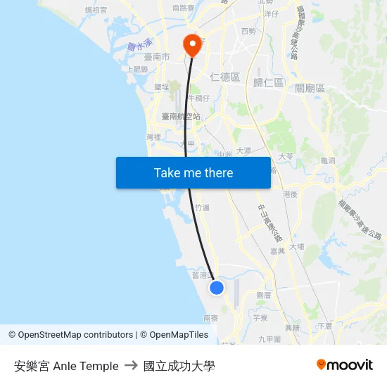 安樂宮 Anle Temple to 國立成功大學 map
