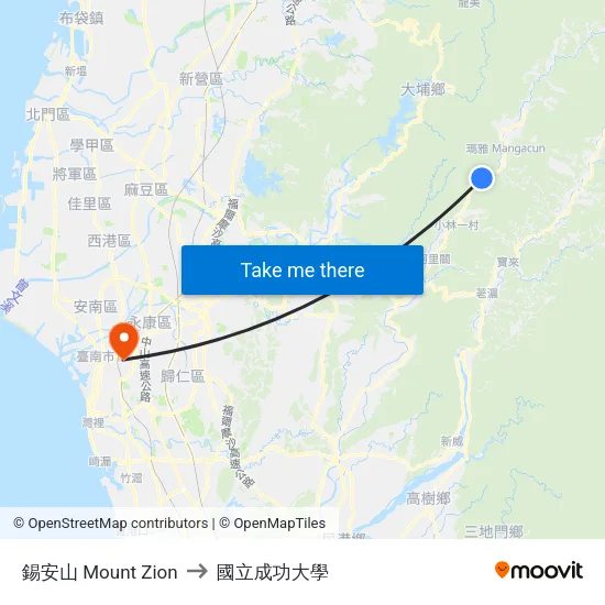 錫安山 Mount Zion to 國立成功大學 map