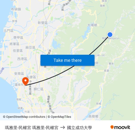 瑪雅里-民權宮 瑪雅里-民權宮 to 國立成功大學 map