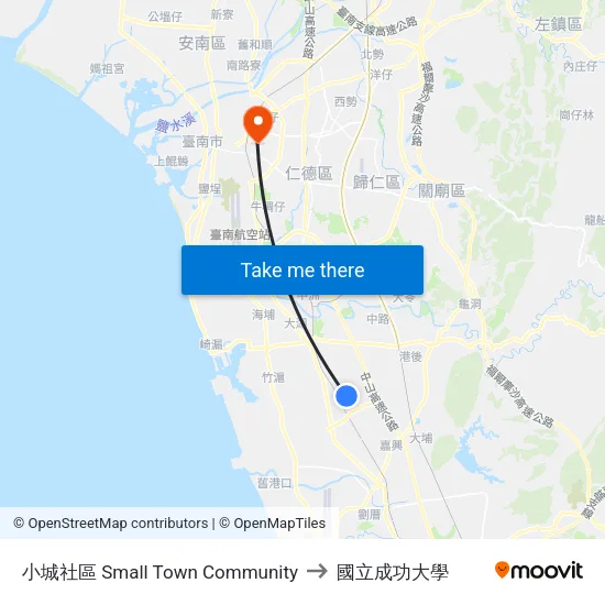 小城社區 Small Town Community to 國立成功大學 map