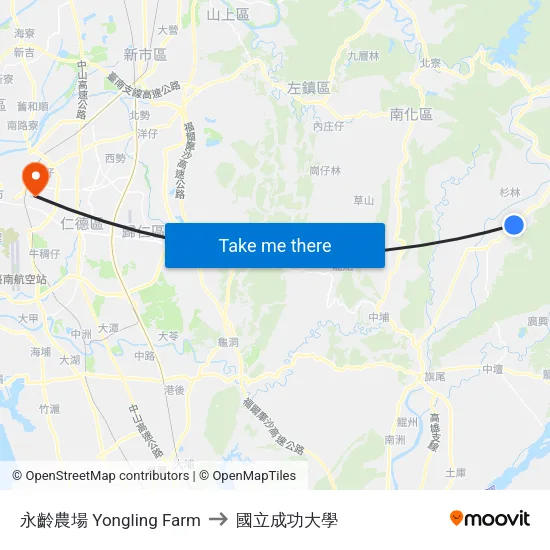永齡農場 Yongling Farm to 國立成功大學 map