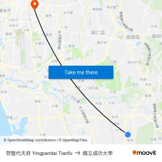 營盤代天府 Yingpandai Tianfu to 國立成功大學 map