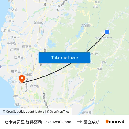 達卡努瓦里-皆得藥局 Dakauwari-Jade Pharmacy to 國立成功大學 map