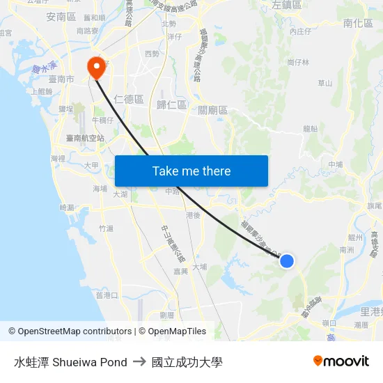 水蛙潭 Shueiwa Pond to 國立成功大學 map