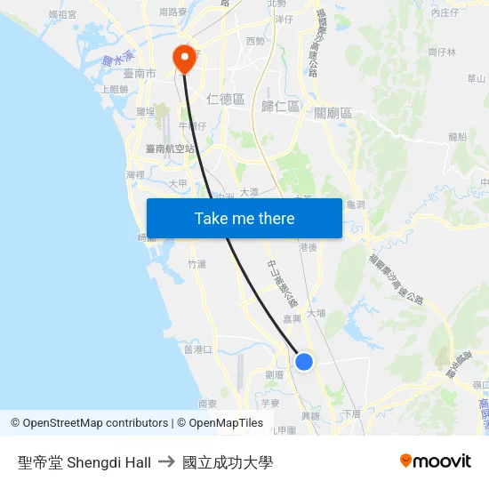 聖帝堂 Shengdi Hall to 國立成功大學 map