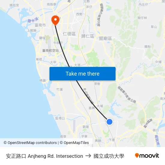安正路口 Anjheng Rd. Intersection to 國立成功大學 map