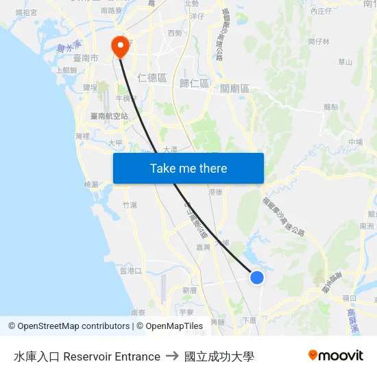 水庫入口 Reservoir Entrance to 國立成功大學 map
